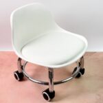 Heavy Duty Round Rolling Stool with Wheels Pedicure Stool (1 pc) - Closeup Embroidery by Nari Haat, Indian ethnic wea...