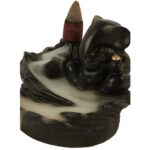 Smoke Fountain Ganesha Idol Decoration Items 8 Pc Backflow Incense Cones (1 pc) - Neckline Detail by Nari Haat, India...