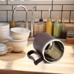 Coffee Mug with Lid & Handle – Plastic Covered Stainless Steel Mug (200 ML, Random Color) - Closeup Embroidery by N...