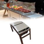 Portable BBQ Barbecue Grill – Stainless Steel Folding Charcoal Grill (1 Set) - Back View by Nari Haat, Indian ethni...