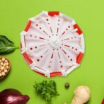 Folding Fruit Basket Hanging Stand – Lotus Shape Tray for Fruits & Vegetables (1 Pc) - Neckline Detail by Nari Haat...