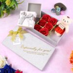Valentine Day Gift Set Scented Rose Flowers Pack with Teddy - Back View by Nari Haat, Indian ethnic wear, women cloth...