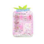 Kids' Stationery Kit: Wooden Pencils, Sharpener, Eraser, Diary (9 Pc Set) - Closeup Embroidery by Nari Haat, Indian e...