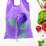 Foldable Nylon Shopping Bag (Rose Design): Reusable, Eco-Friendly (1 Pc) - Closeup Embroidery by Nari Haat, Indian et...