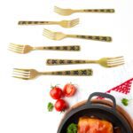 Stainless Steel Premium Fork Traditional Design Tablewar (6 Pcs Set / Golden) - Neckline Detail by Nari Haat, Indian ...