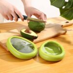 Green Oval Shape Vegetable Container Premium Fruits Saver Keeper (1 Pc) - Back View by Nari Haat, Indian ethnic wear,...