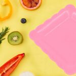 Square Plastic Dinner Plate Snacks Breakfast Serving Trays Home School  8 Pc Set - Fabric Detail by Nari Haat, Indian...