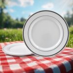 Round Plastic Dinner Plates Wedding Birthday Party Tableware Supplies (6 Pcs Set) - Neckline Detail by Nari Haat, Ind...