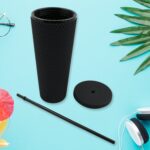 Reusable Studded Tumbler with Straw & Leak Proof Lid (1 Pc, Mix Colors) - Neckline Detail by Nari Haat, Indian ethnic...