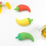 3D Fancy Colorful Chili Shape Erasers – Mini Novelty Eraser Set (3 Pc) - Neckline Detail by Nari Haat, Indian ethni...