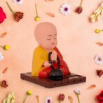 Solar Powered Sitting Buddha Statue (1 Pc / Medium) - Full Detail by Nari Haat, Indian ethnic wear, women clothing, d...