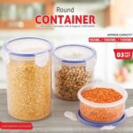 Leakproof & Airtight: 3 Pc Round Food Storage Set (500ml-1500ml) - Neckline Detail by Nari Haat, Indian ethnic wear, ...