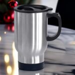 Stainless Steel Vacuum Glass Insulated Glass Coffee Cups, Tumbler (With Lid & Handle / 1 pc) - Back View by Nari Haat...