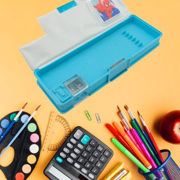 Cartoon Geometry Box with Calculator and Sharpener for Kids