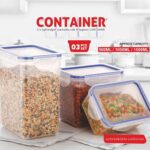 Rectangle Food Storage Containers: Airtight, Leak-Proof Lids (3-Pack, Clear ABS) - Back View by Nari Haat, Indian eth...