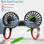 Hand Free Personal Fan - Portable USB Battery Rechargeable With Battery Comaprtment Mini Fan - Headphone Design Weara...