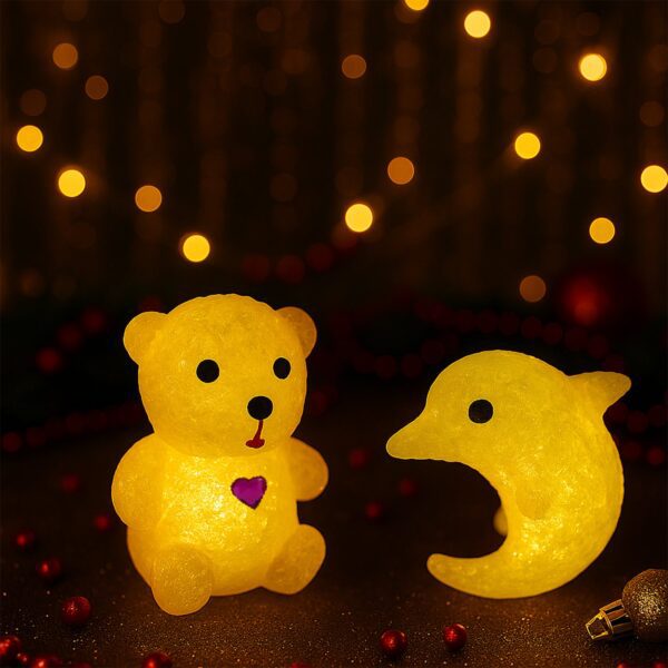 Unique Crystal Night Light: Multi-Shape LED Lamp (Mood Lighting) - Front View by Nari Haat, Indian ethnic wear, women...