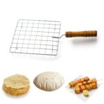 Square Stainless Steel Barbecue Grill with Wooden Handle - Fabric Detail by Nari Haat, Indian ethnic wear, women clot...