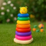 Plastic Baby Kids Teddy Stacking Ring Jumbo Stack Up Educational Toy 7pc - Closeup Embroidery by Nari Haat, Indian et...