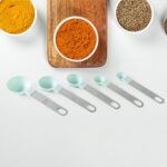 Stainless Steel and Plastics Measuring Spoon (Set of 5 Pc) - Fabric Detail by Nari Haat, Indian ethnic wear, women cl...