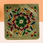 Handicraft Wood Chowki for Pooja , Wooden Bajot (1 Pc / Mix Descign & Color) - Full Detail by Nari Haat, Indian ethni...