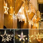 12 Stars Curtain String Lights – 8 Flashing Modes for Festival Decoration - Neckline Detail by Nari Haat, Indian et...