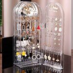 4 Folding Storage Hanger Acrylic Earring Screen Holder Display Stand Clear (1 Set) - Full Detail by Nari Haat, Indian...