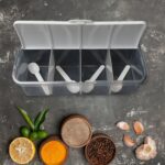 Kitchen Multipurpose Air-tight 4 Sections Storage Containers with 4 spoon (1 Pc ) - Back View by Nari Haat, Indian et...