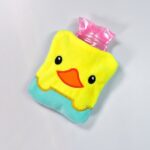 Yellow Duck design small Hot Water Bag with Cover for Pain Relief - Closeup Embroidery by Nari Haat, Indian ethnic we...