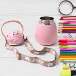 Stainless Steel Kitten / Bottle Vacuum Insulated Cup With Handle & Strap (700 ML) - Back View by Nari Haat, Indian et...