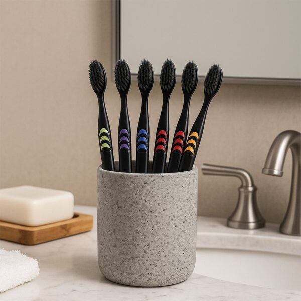 Soft Toothbrush with Plastic Round Box for Adults & Kids (Set of 10 Pcs) - Front View by Nari Haat, Indian ethnic wea...