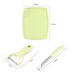 Plastic Kitchen Peeler - Green & Classic Stainless Steel 3-Piece Knife Set Combo - Neckline Detail by Nari Haat, Indi...