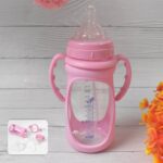 Baby Feeding Bottle with Handles & Straw (Mix Design, Size & Color / 1 Pc) - Front View by Nari Haat, Indian ethnic w...