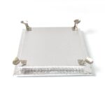 Silver - Square Pooja Chowki Patla / Bajot (20×20 CM / 1 Pc) - Neckline Detail by Nari Haat, Indian ethnic wear, wom...