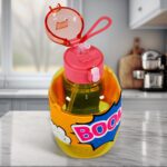 Cute Plastic Water Bottle with adjustable shoulder strap, Straw and Rubber Grip potable drinking cup Water Bottle For...
