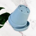 Heavy Plastic Flower pots With Tray (1 Pc) - Neckline Detail by Nari Haat, Indian ethnic wear, women clothing, design...