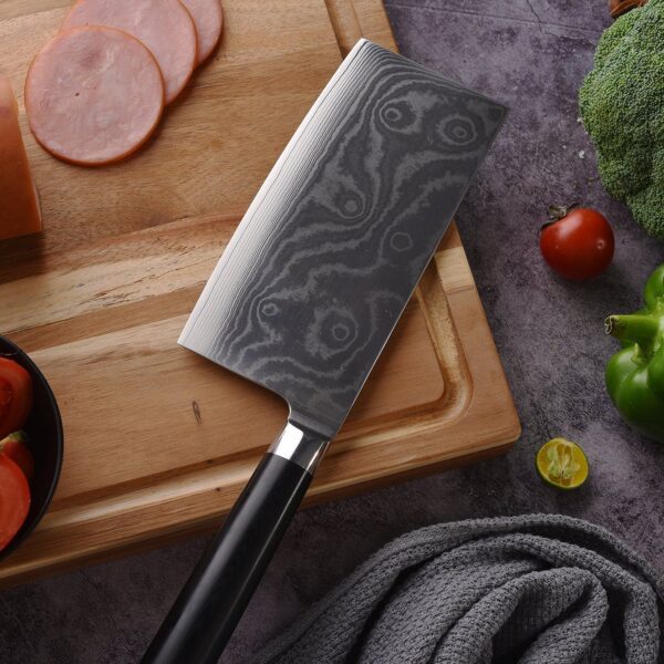 Stainless Steel Chef Damascus Cleaver Vegetable Knife (12 Inch) - Front View by Nari Haat, Indian ethnic wear, women ...