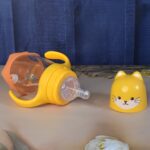 Glass Baby Feeding Bottle with Handles & Straw (300 ML / 1 Pc) - Back View by Nari Haat, Indian ethnic wear, women cl...