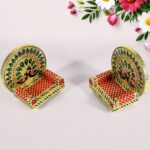 Meenakari Work Laddu Gopal Singhasan  / Sihasan for Pooja Mandir Wooden Krishna Ladoo Bal Gopal Sofa Asan, Home Decor...