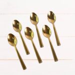 Premium Luxurious Stainless Steel Coated Spoons (6 Pcs Set / Golden) - Sleeve Design by Nari Haat, Indian ethnic wear...
