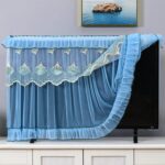 Dustproof Cover for Indoor, TV Screen Protector Cloth Cover (55 Inch) - Closeup Embroidery by Nari Haat, Indian ethni...