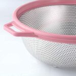 Stainless Steel Colander with Handle - Large Metal Mesh Basket Strainer (1 pc) - Sleeve Design by Nari Haat, Indian e...