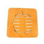Square Bamboo Wood Table Place mat Hot Pot Cup Mat Tea Coaster(14×14 Cm / 1 Pc) - Fabric Detail by Nari Haat, Indian...