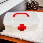 3-Compartment First Aid Box – Portable Medicine Storage with Tray & Clear Lid - Fabric Detail by Nari Haat, Indian ...
