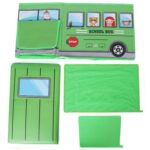 Foldable Bus Shape Toy Box Storage with Lid for Storage of Toys Basket Useful as Toy Organizer mountable Racks Surfac...