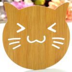 Square Bamboo Wood Table Place mat Hot Pot Cup Mat Tea Coaster(14×14 Cm / 1 Pc) - Back View by Nari Haat, Indian eth...