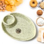 Ceramic Tea/Coffee Cup Set - Alpino 3-Piece 2-Compartment Serving Platter (BPA-Free) - Sleeve Design by Nari Haat, In...