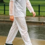 Full-Body Rain Suit – Jacket & Pants Set Fashion Portable Adult Rain Coat (1pc) - Fabric Detail by Nari Haat, India...