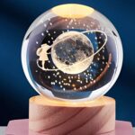 Astronaut Ball Night Light with Resin Base Decorative for Living Room Decor (1 Pc) - Closeup Embroidery by Nari Haat,...