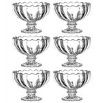 Glass Ice Cream Bowls Glass Dessert Cups for Sundae (6 pcs / 120ml) - Sleeve Design by Nari Haat, Indian ethnic wear,...